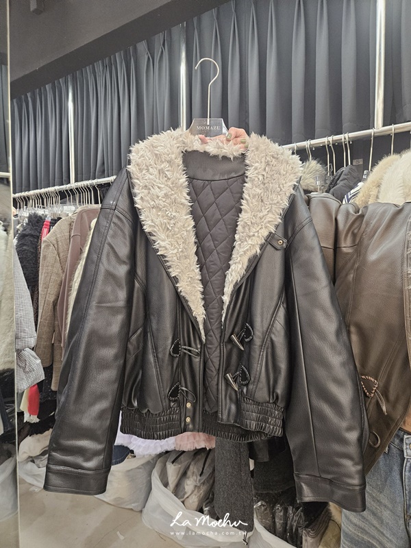 (限量商品)皮革夾棉毛領外套